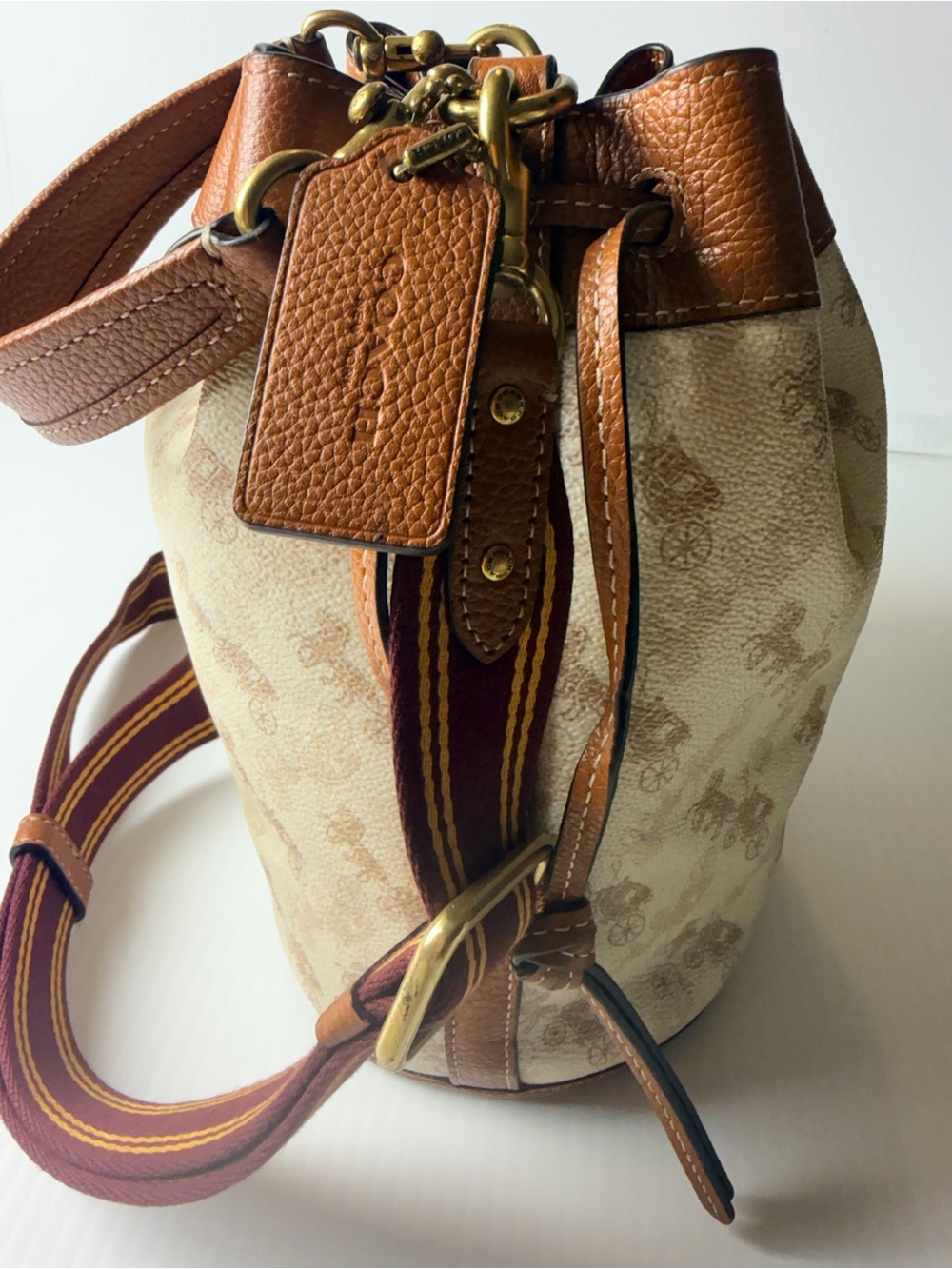 Coach horse and carriage print 2 way bag,ivory and brown - Picture 7 of 16